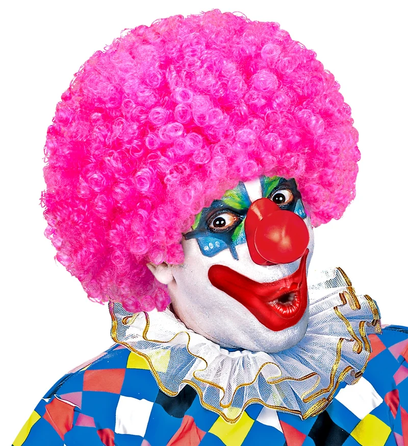 Clownspruik krulletjes roze