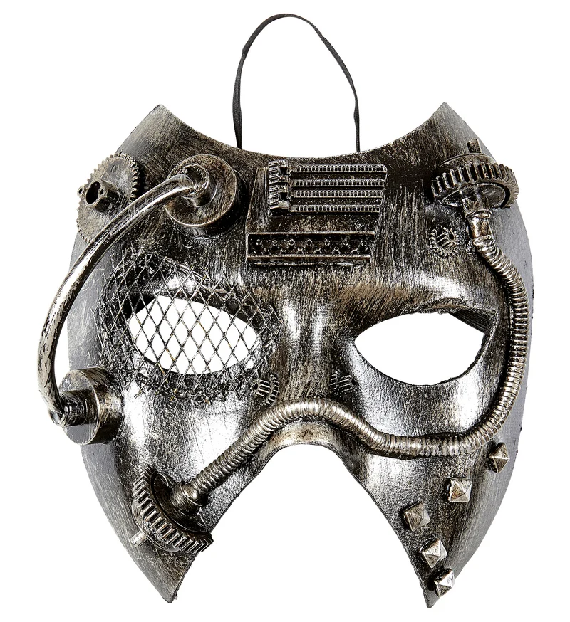 Steampunk masker zwart zilver