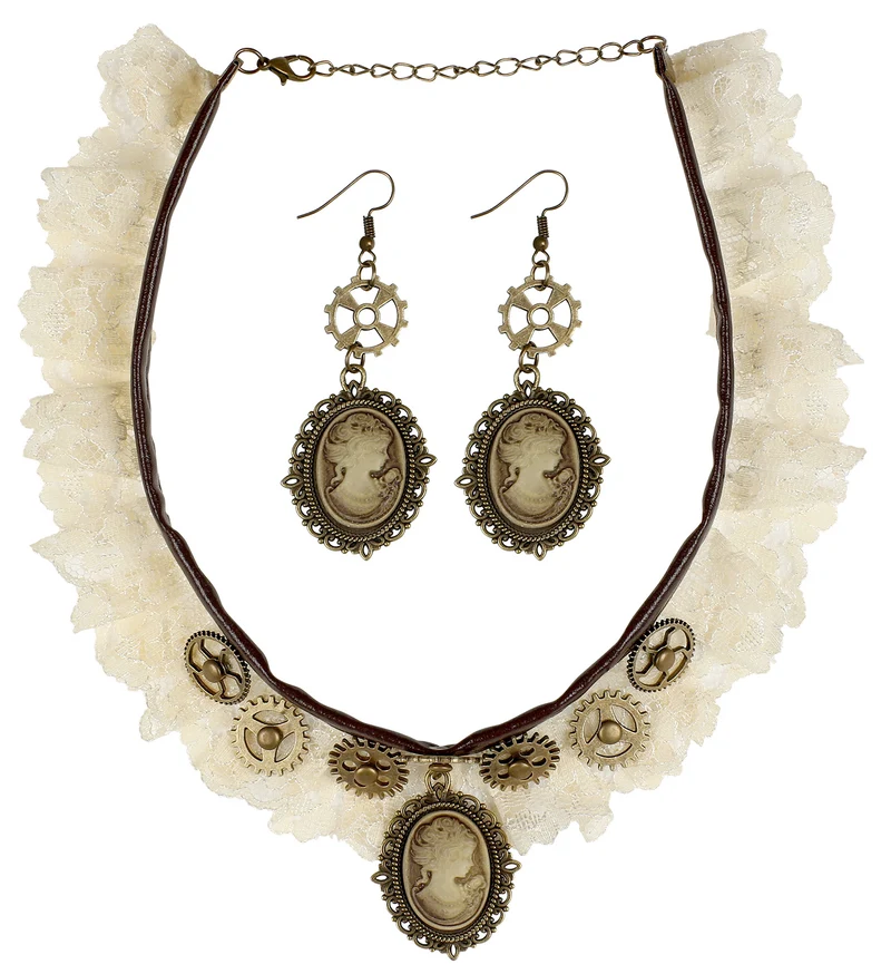 Halsketting en oorbellen Steampunk