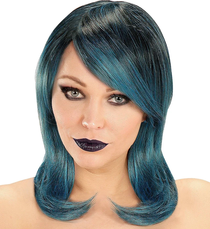 Pruik Megan blauw zwart