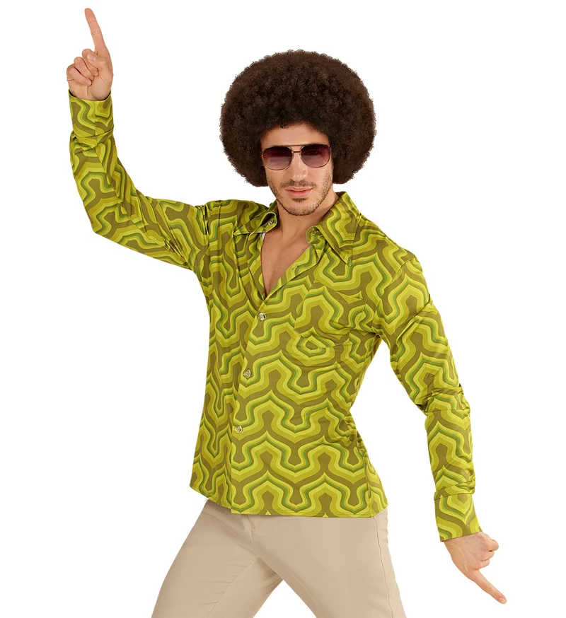 Jaren 70 disco hemd Groovy groen