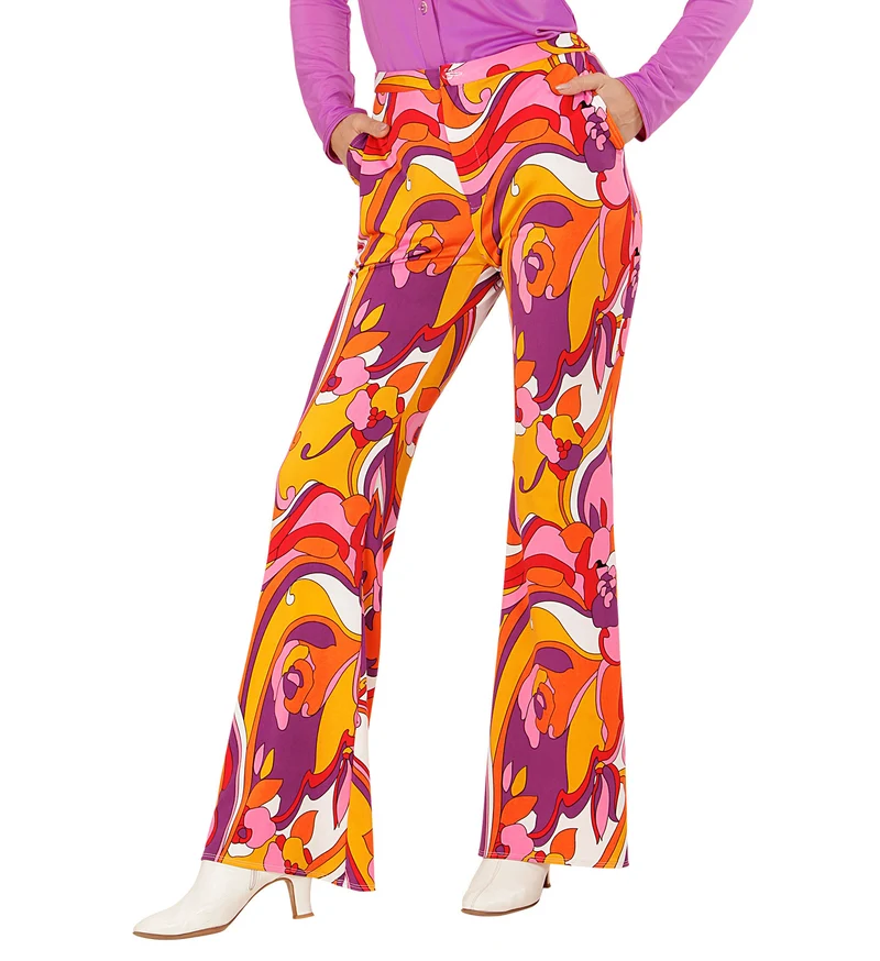 Jaren 70 disco broek Groovy Orchidee