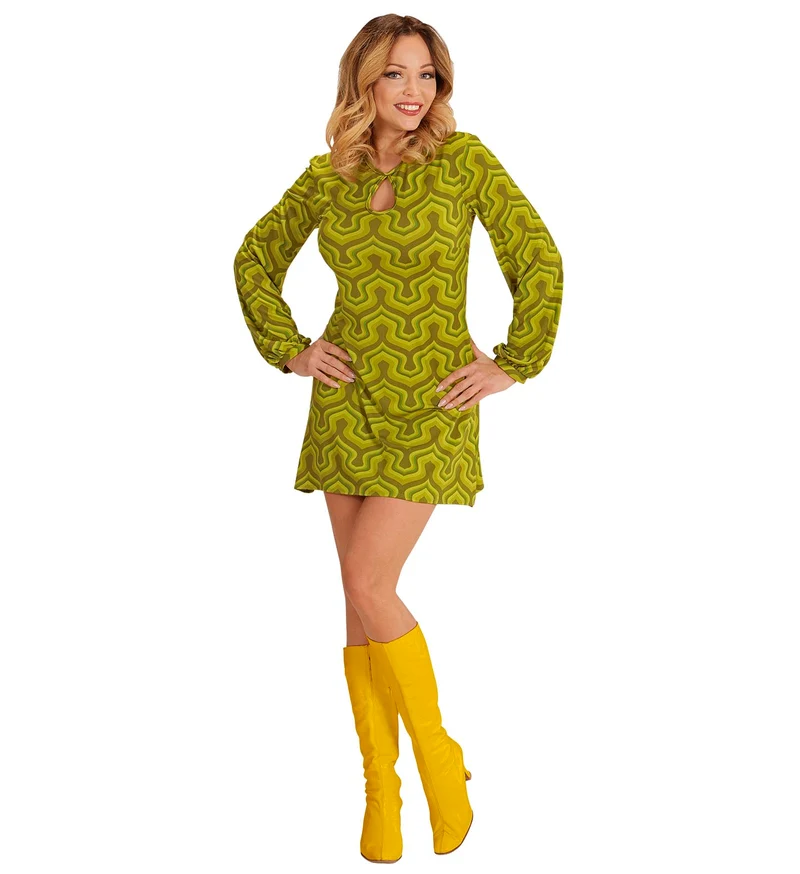 Jaren 70 jurkje groovy groen