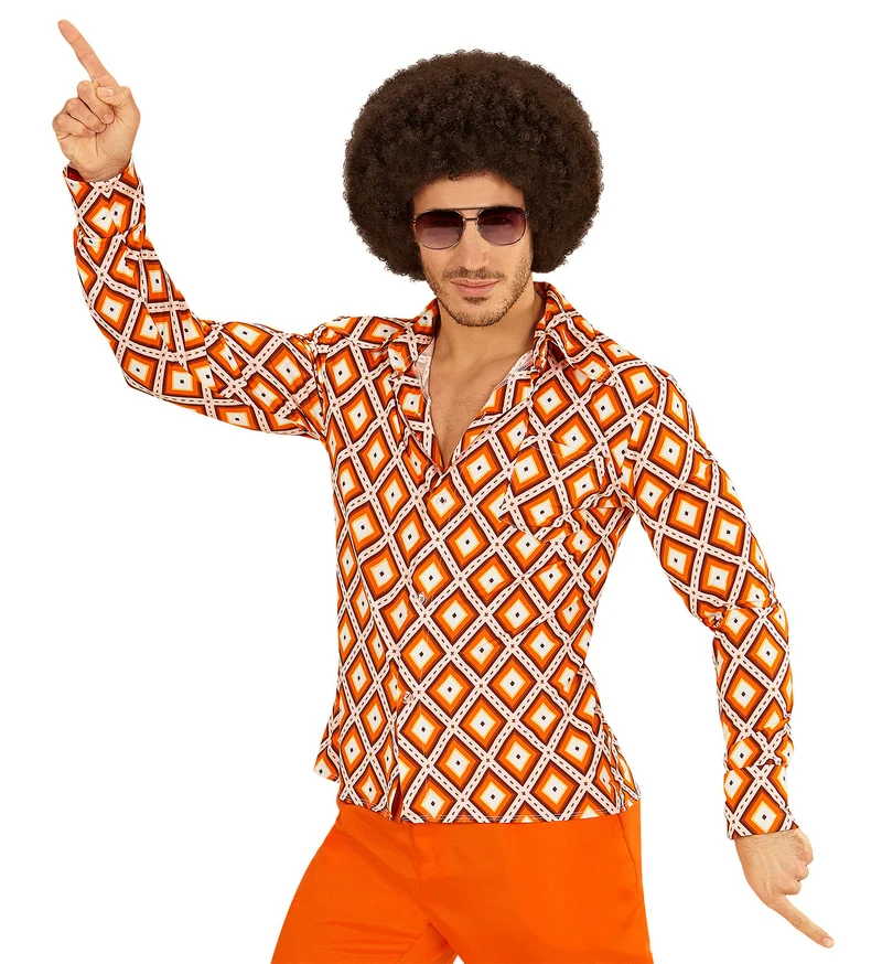 Jaren 70 disco hemd Groovy geruit