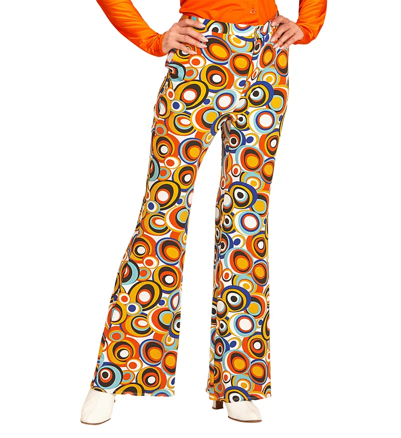 Jaren 70 disco broek Groovy cirkels