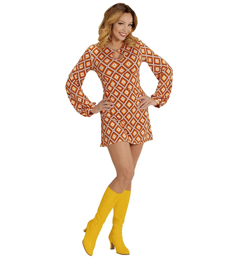 Jaren 70 jurkje groovy ruit