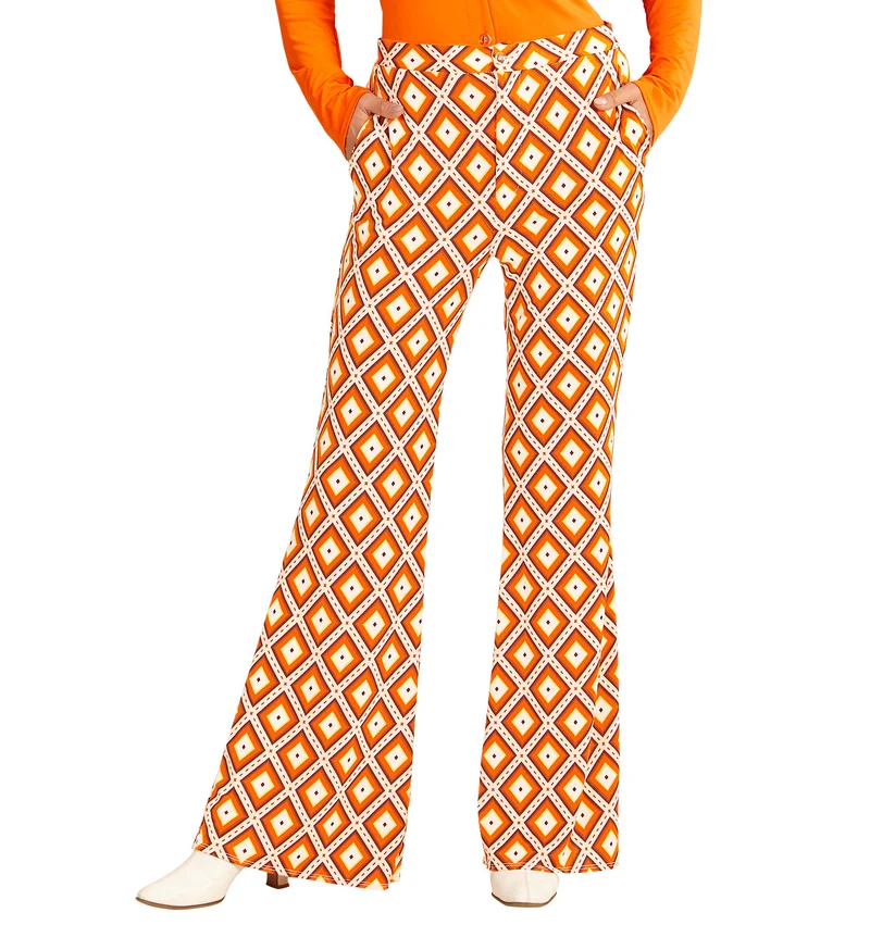 Jaren 70 disco broek Groovy geruit