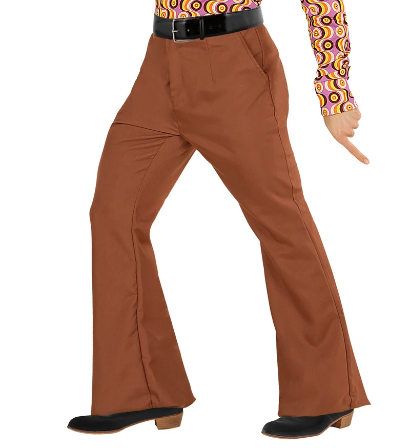 Heren disco broek jaren 70 bruin