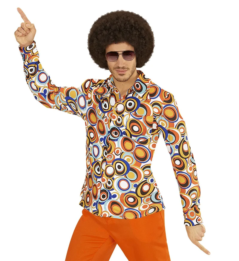 Jaren 70 disco hemd Groovy rondjes