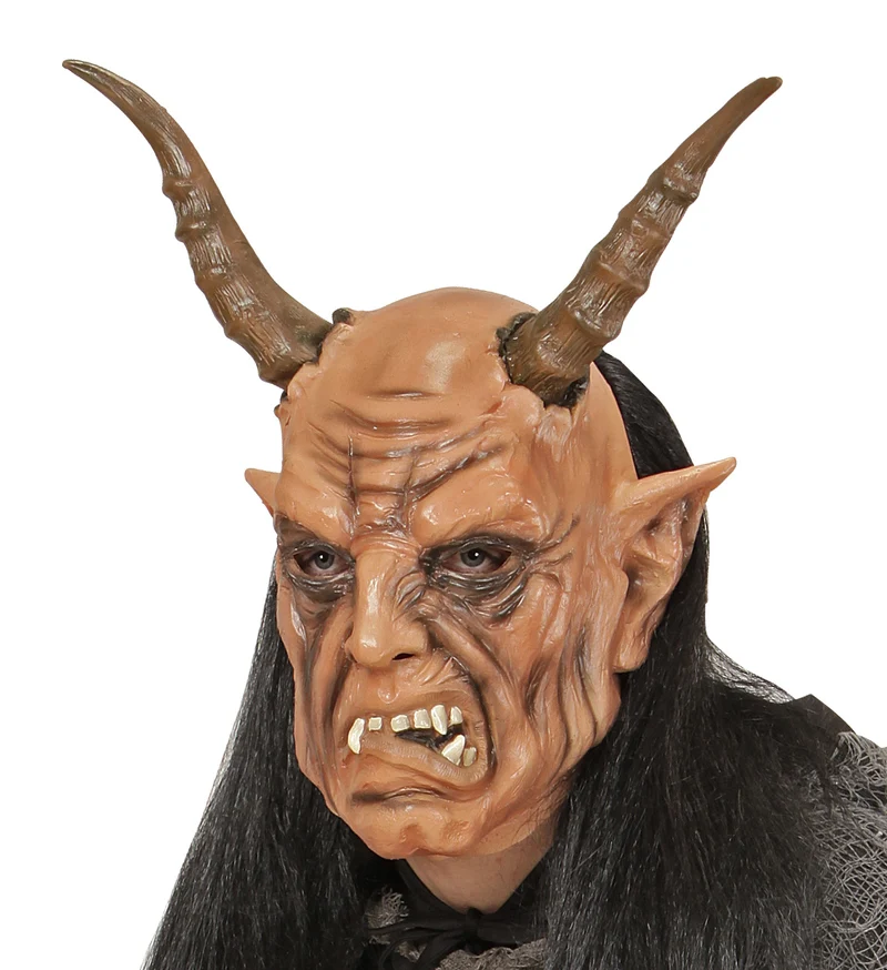 Masker duivel met hoorns en haar