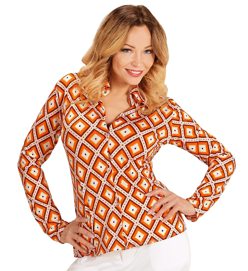 Jaren 70 discoshirt Groovy ruitjes