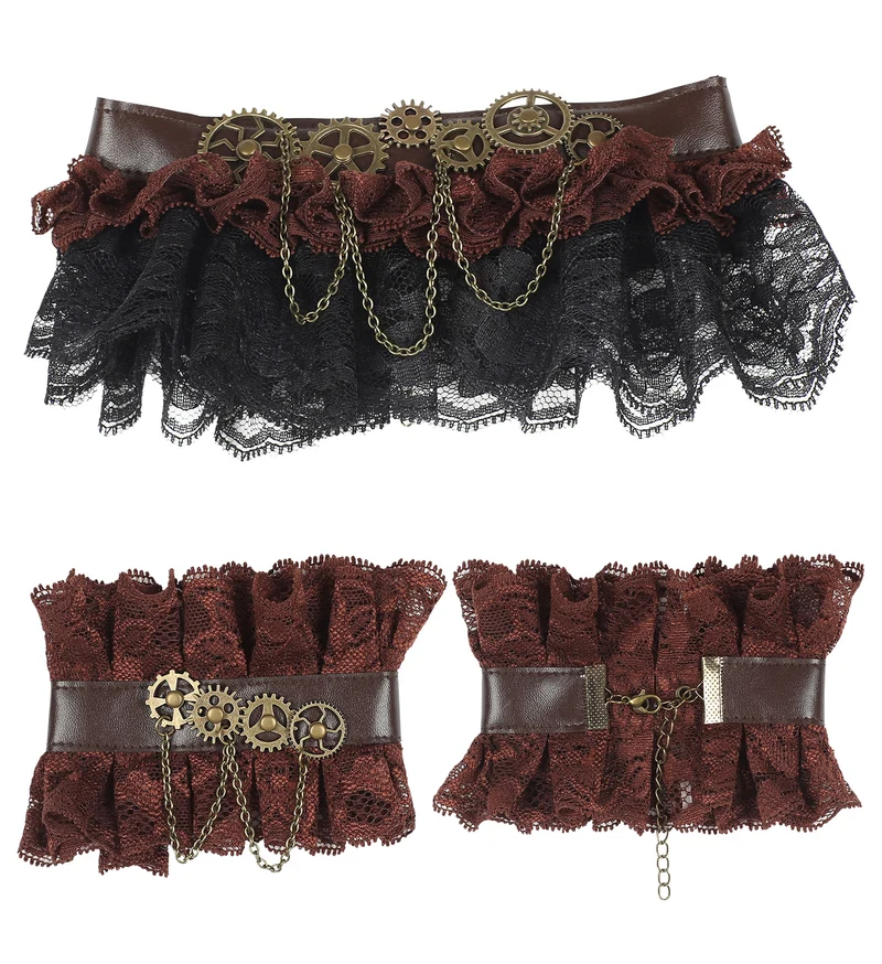 Steampunk choker en manchetten
