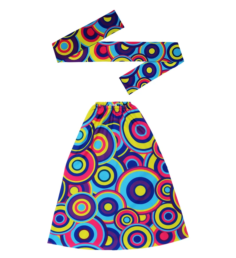 Hippie verkleedset jaren 70 kleurenmix met hoofdband en beenwarmers