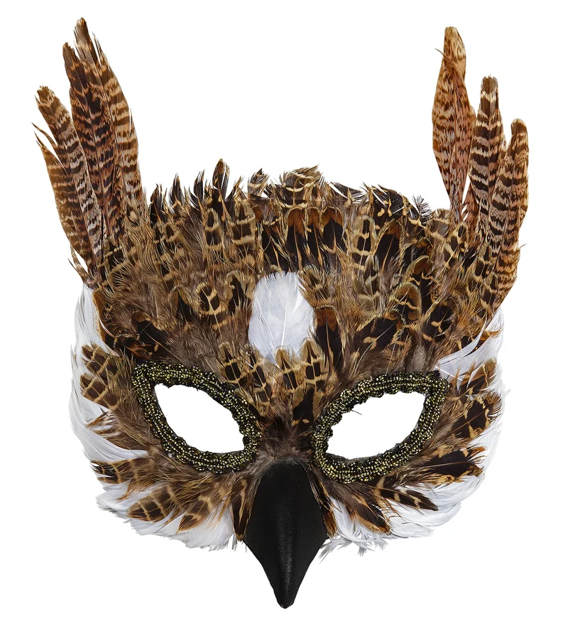 Oogmasker uil met veren
