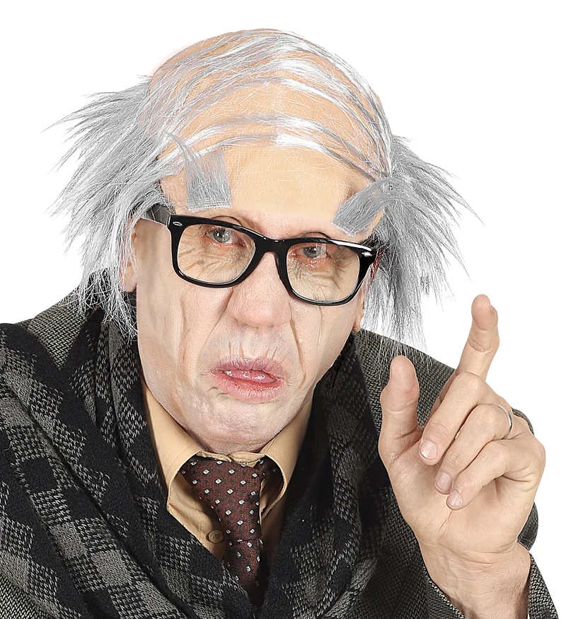 Pruik oude man met wenkbrauwen