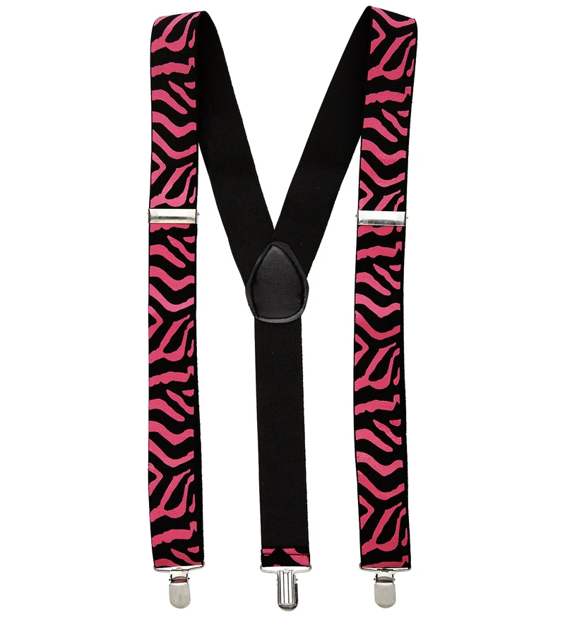 Zwart-roze bretel zebra motief