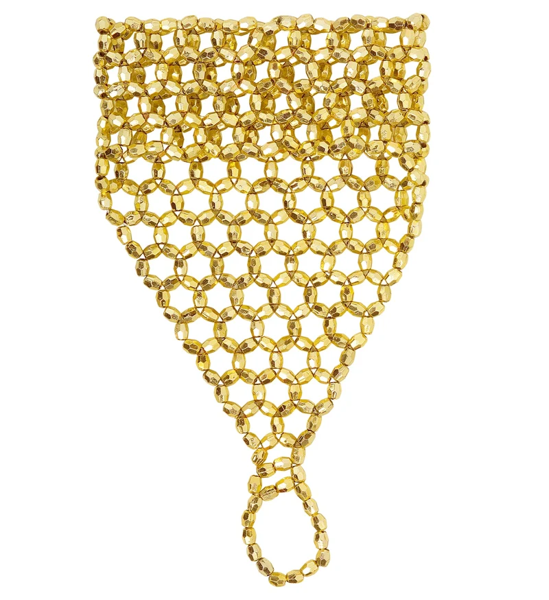 vingerhandschoen uit gouden pareltjes