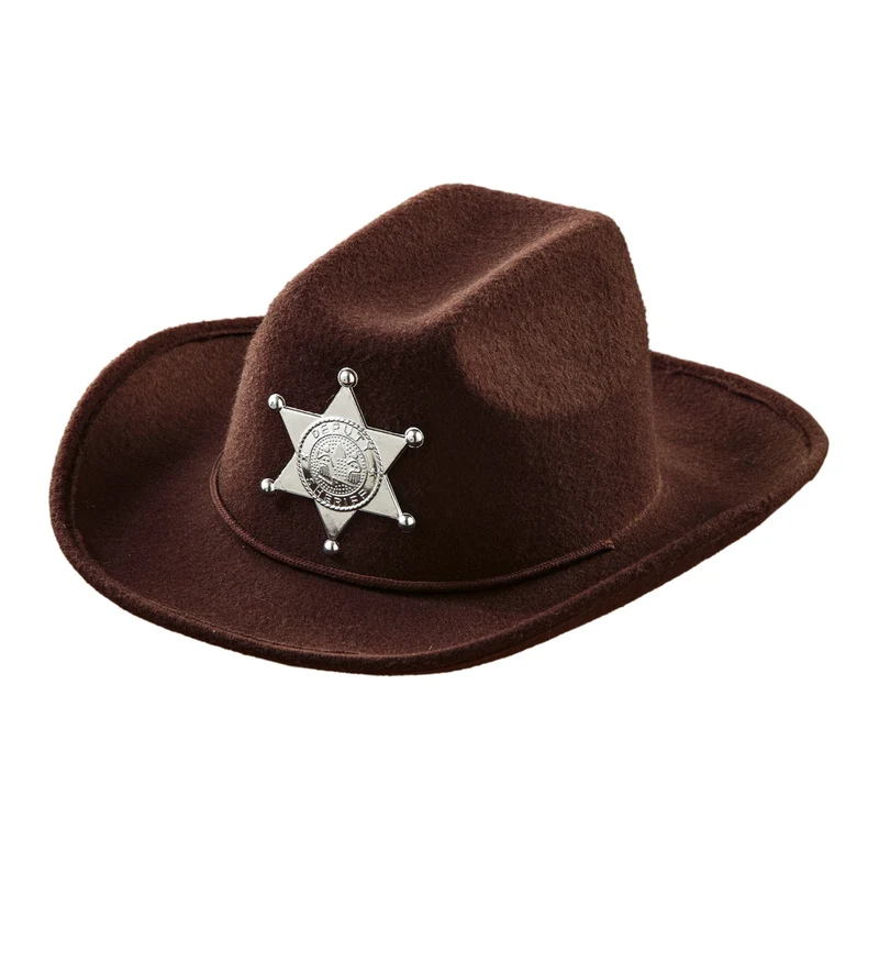 cowboyhoed bruin met sheriff ster kind