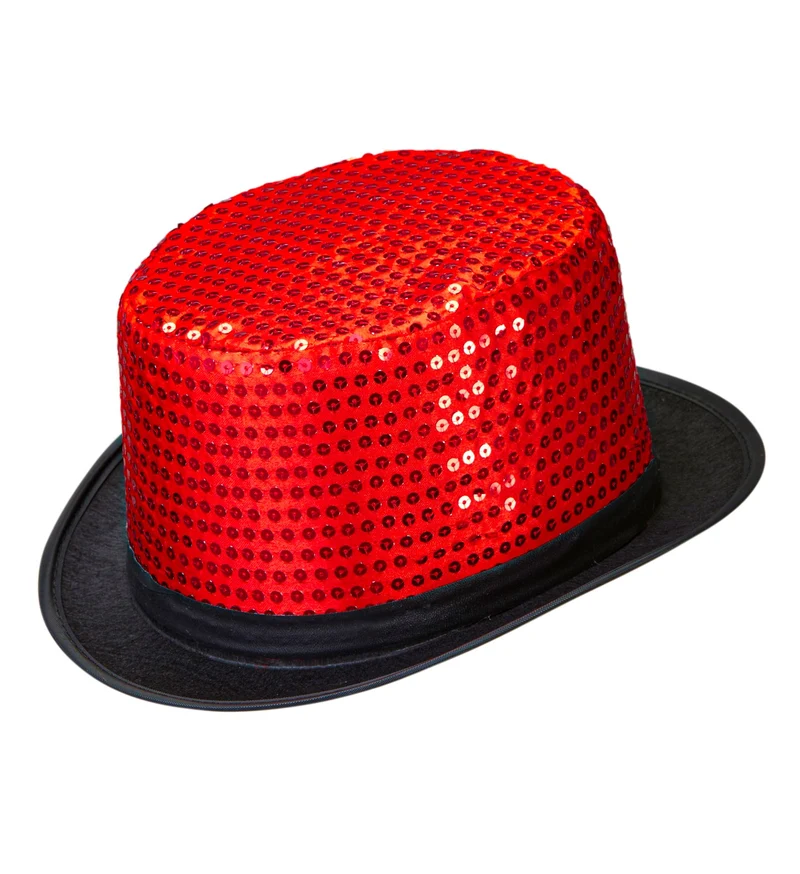 hoge hoed pailletten rood