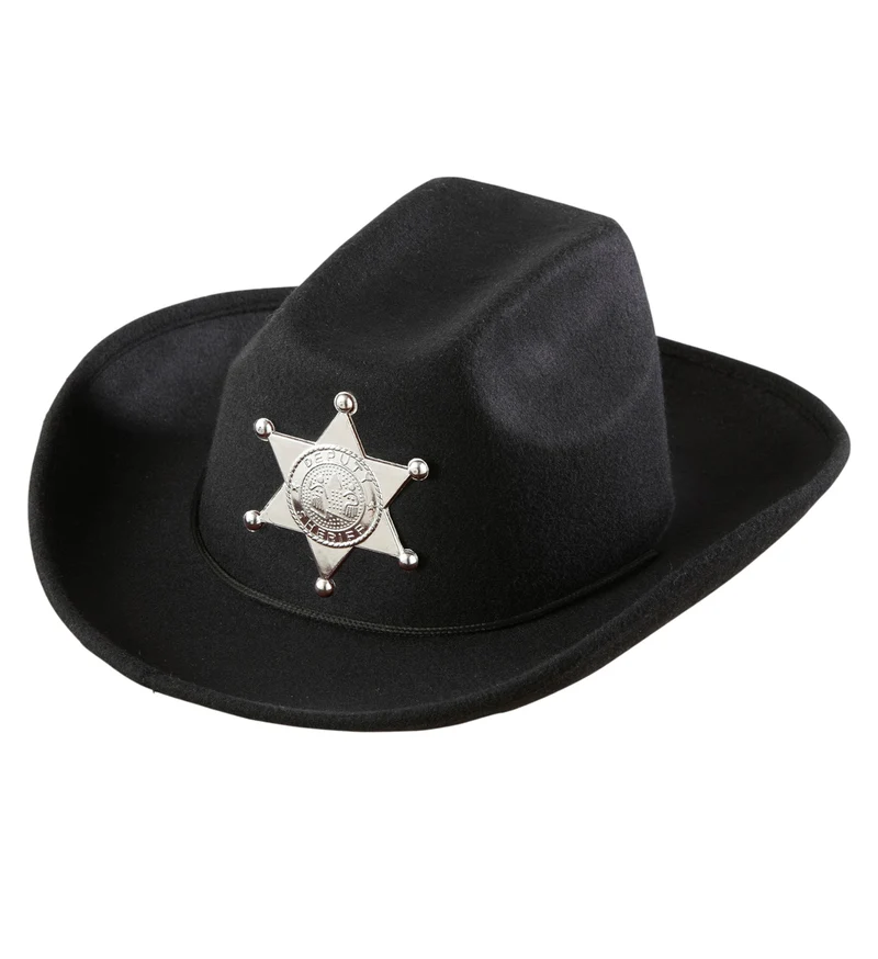cowboyhoed zwart met sheriff ster kind