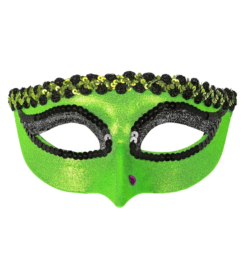 Groen heksen oogmasker met wrat