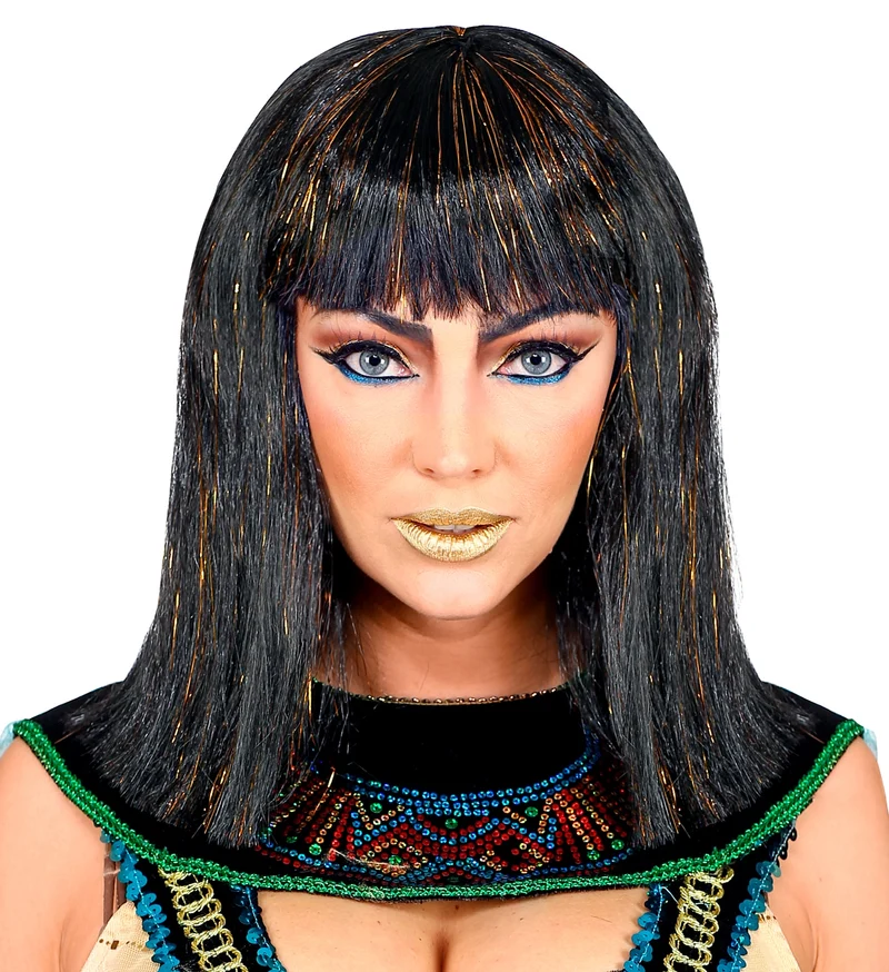 Cleopatra pruik met klatergoud