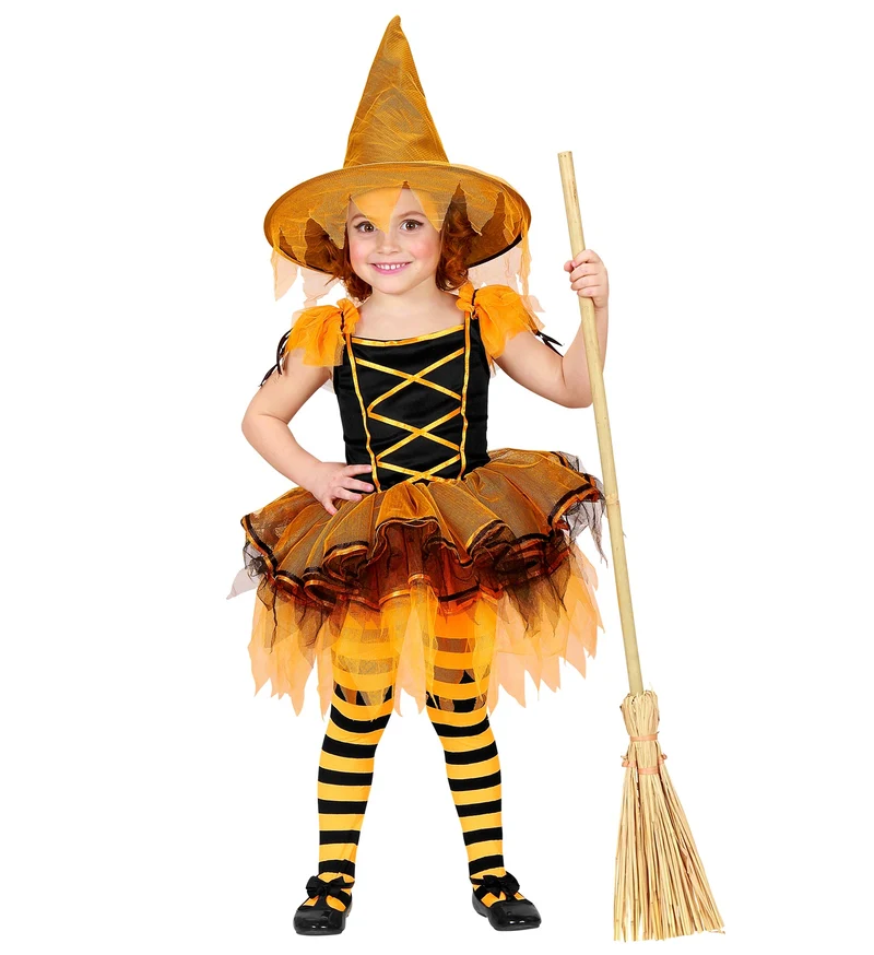Ballerina heksen jurkje oranje