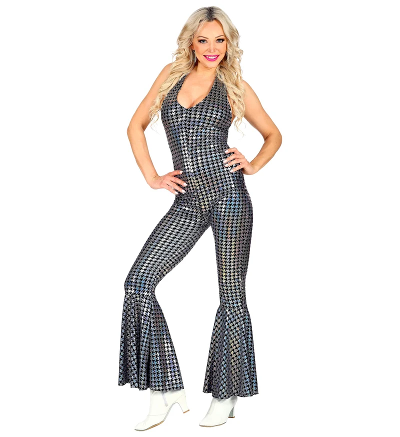 Zilveren disco jumpsuit 70's