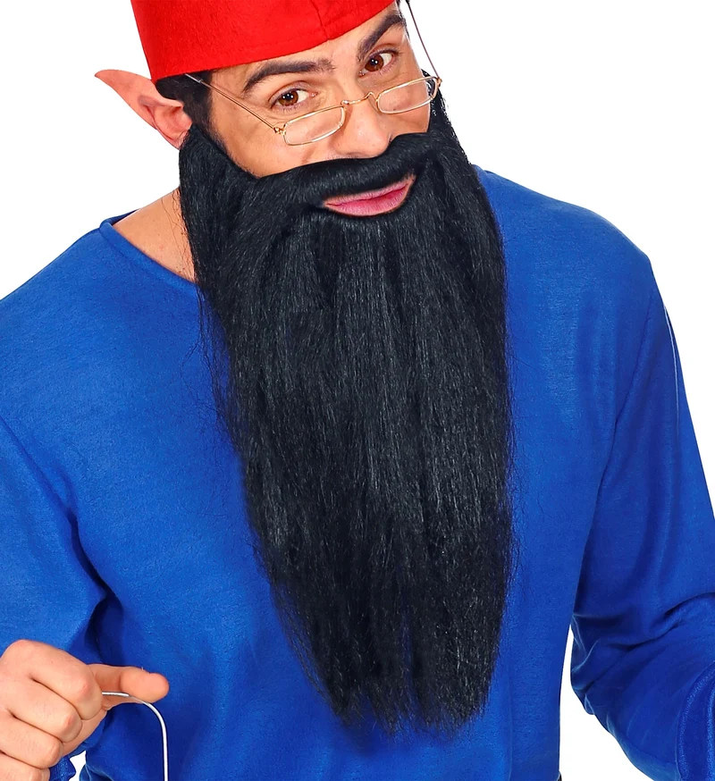 Biker Lange baard met snor zwart