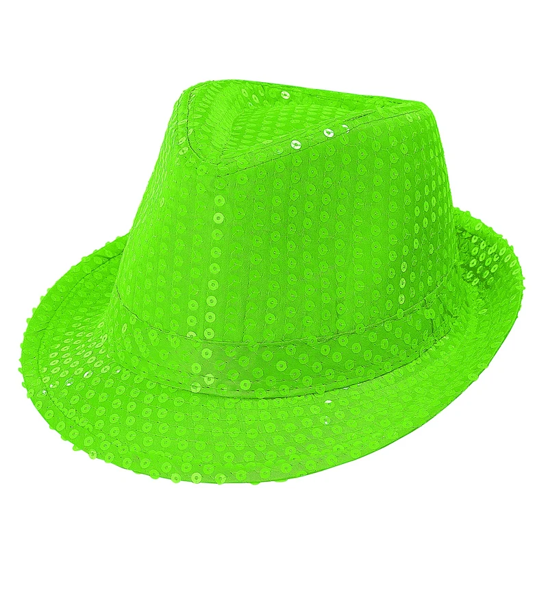 Neon groene glitter hoed