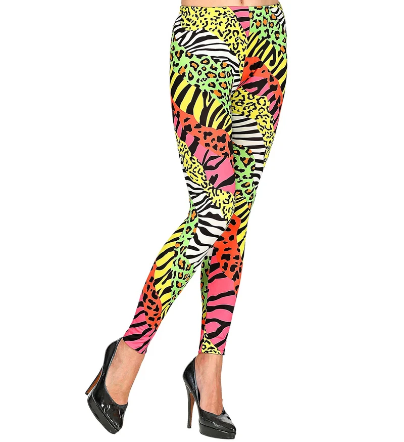 Jaren 80 legging zebra neon