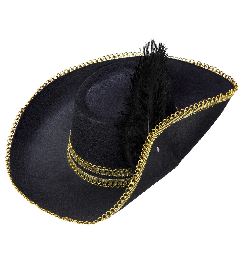 Zwarte musketiershoed met veren