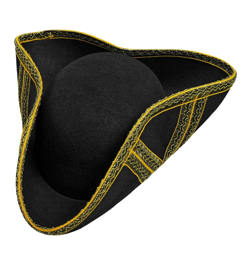 Tricorn hoed met gouden biesje