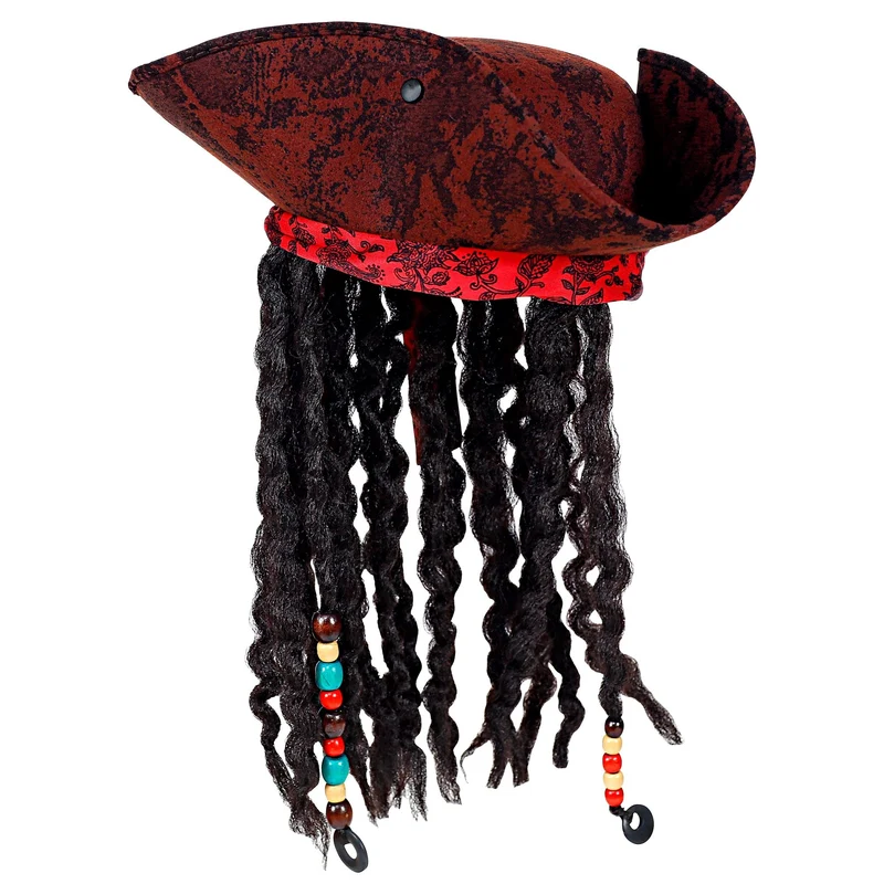 Piraten hoed met bandana en dreadlocks