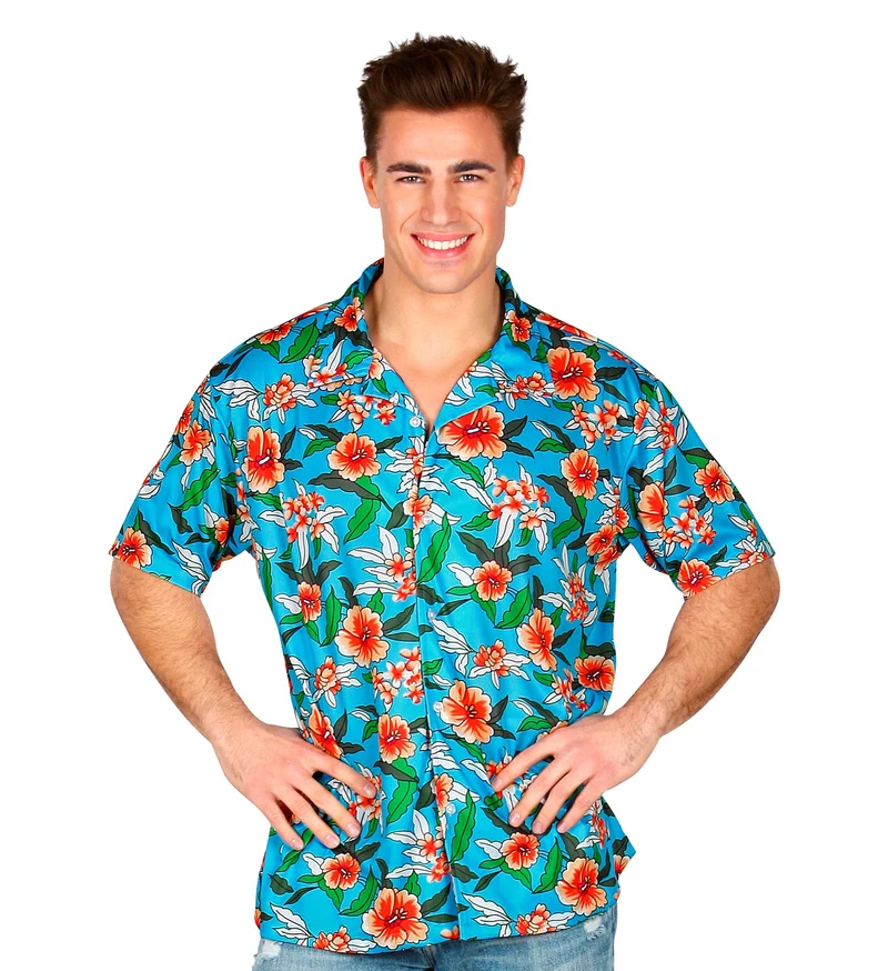 Blauw Hawaii shirt met print