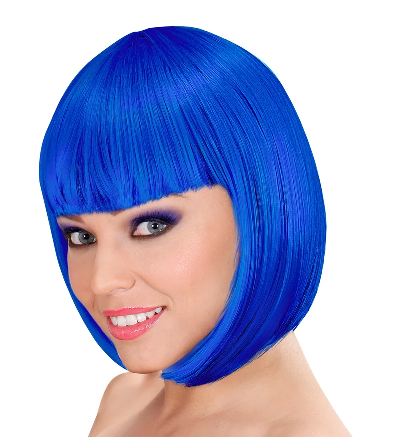 Blauwe boblijn pruik Lou Lou