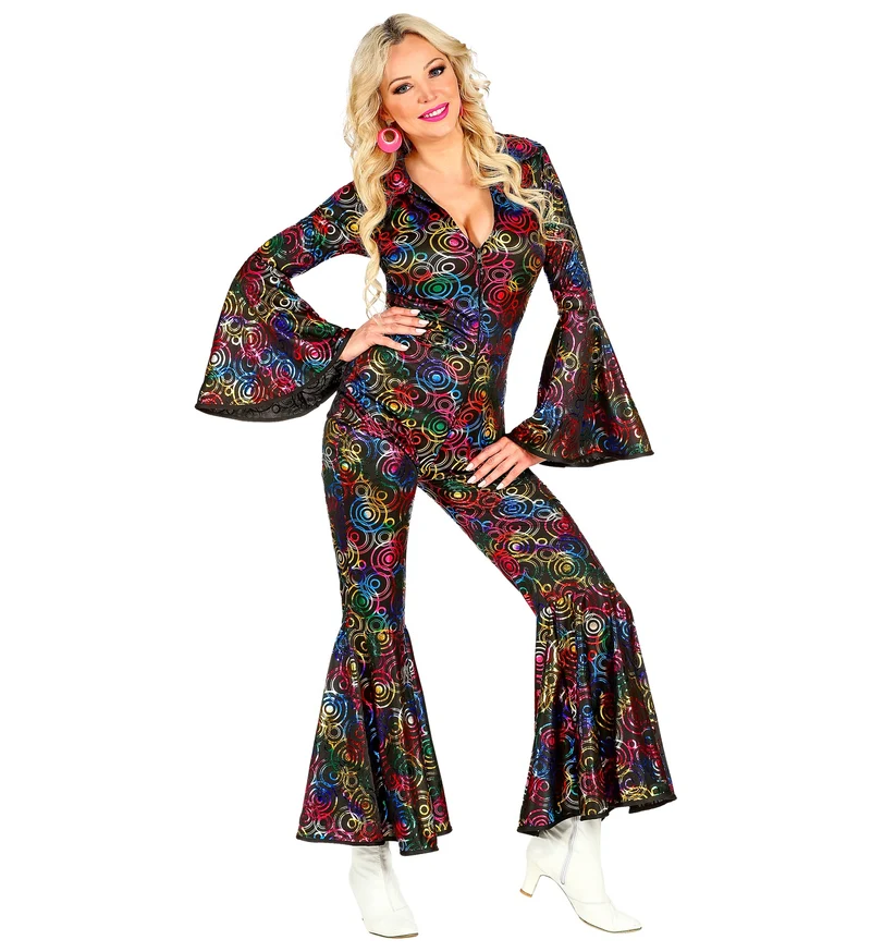 Jumpsuit disco stijl met gekleurde ringen