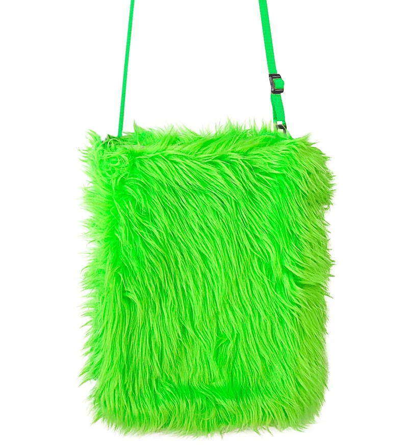 Pluche handtas in neon groen