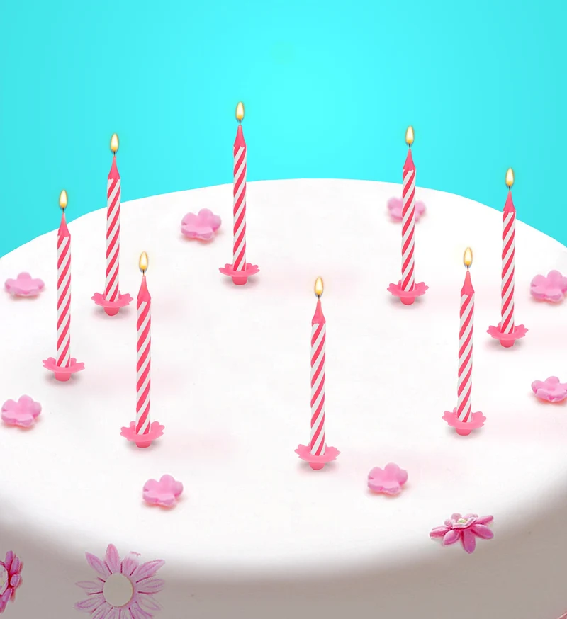 Roze kaarsje happy birthday