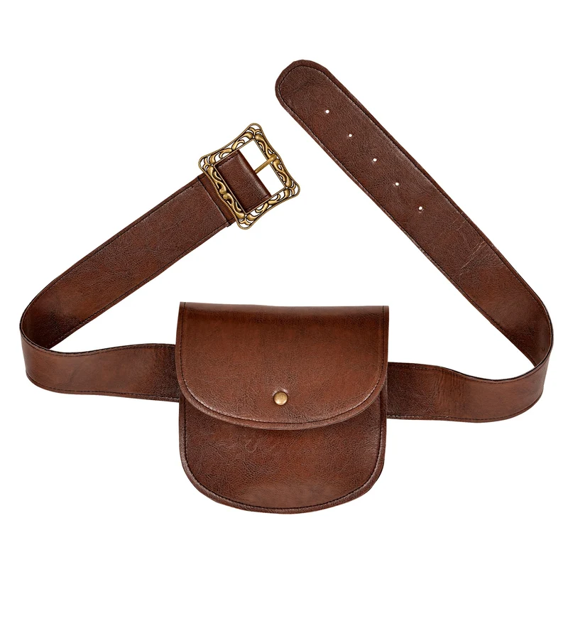 Bruine riem met portemonnee