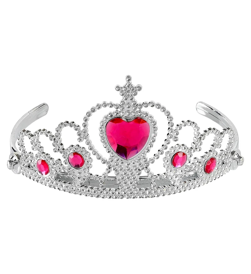 Zilveren tiara met roze steentjes