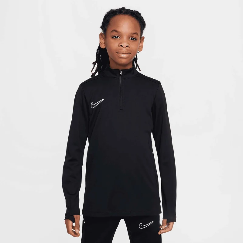 Academy Voetbaltrainingstop met Dri-FIT, lange mouwen en korte rits voor kids