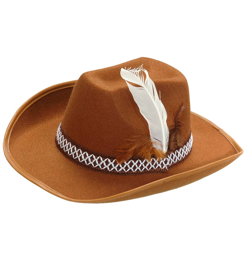Cowboyhoed Bruin Met Veren Kind