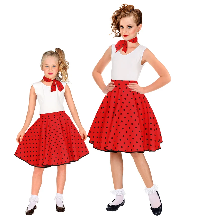 Jaren 50 rok rood zwart Holly