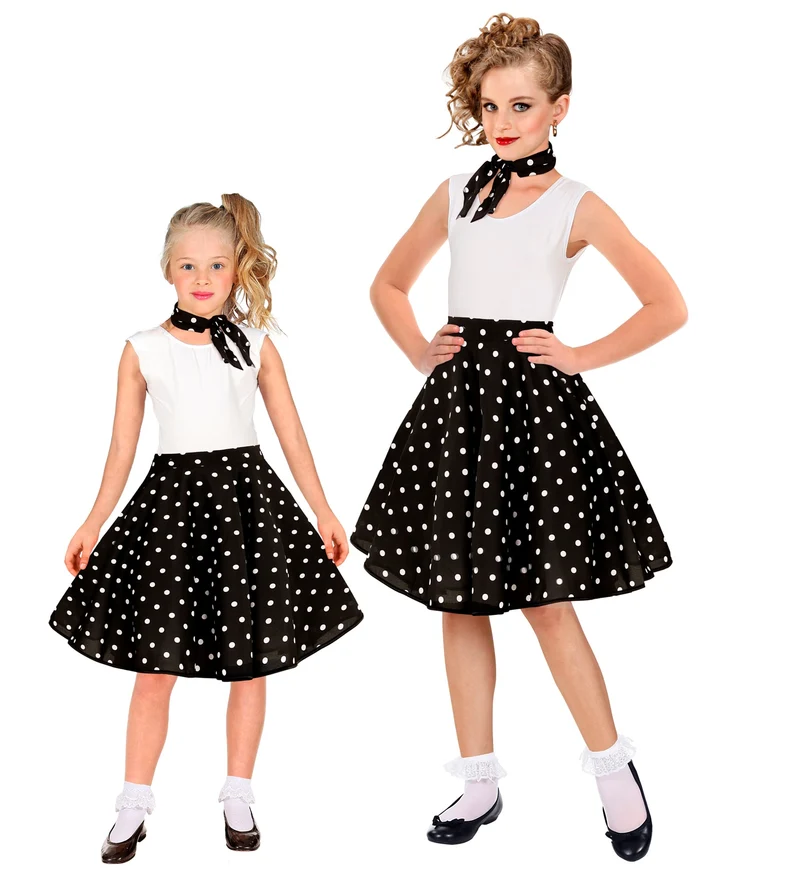 Jaren 50 rok zwart wit Holly
