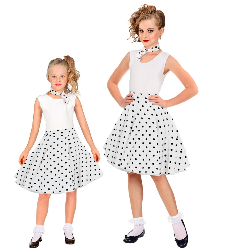 Jaren 50 rok wit zwart Holly